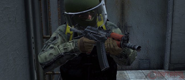 A geared player with an AK-74